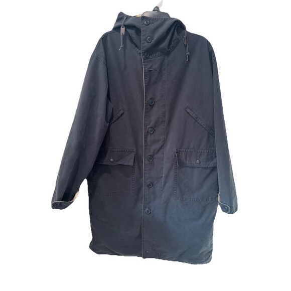 VTG 90s Polo Ralph Lauren Blue Canvas Hooded Rain Coat Parka Jacket Men’s Sz L - Picture 2 of 5